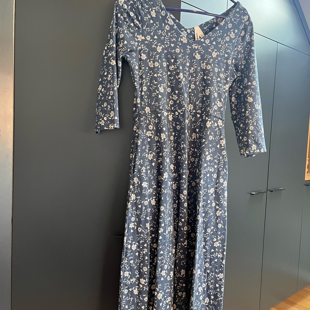 Pact Blue Floral Midi Dress